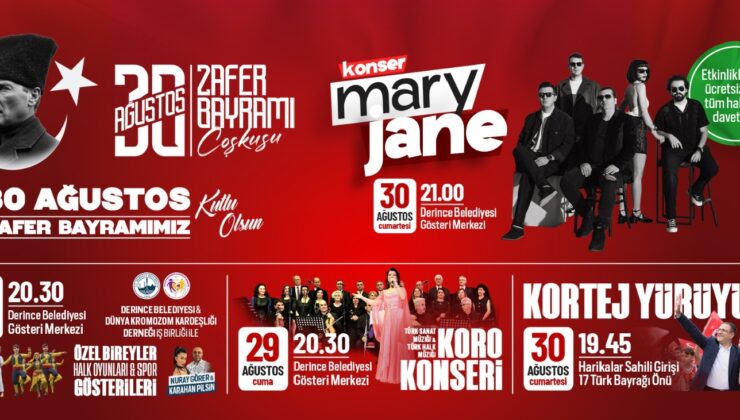 Derince’de 30 Ağustos kutlamaları Üç Gün Sürecek