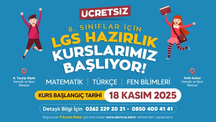 Derince’de ücretsiz LGS Hazırlık Kursları başlıyor